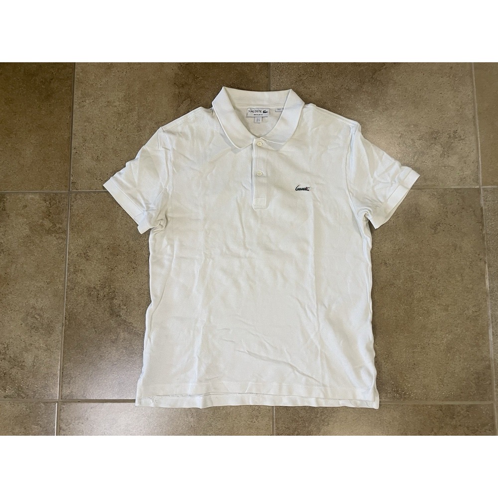 Lacoste Men's Sz 4 M Regular Fit White Short Sleeve Polo Shirt Crocodile Logo